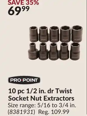 Princess Auto 10 pc 1/2 in. dr Twist Socket Nut Extractors offer