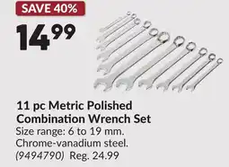 Princess Auto 11 pc Metric Polished Combination Wrench Set offer