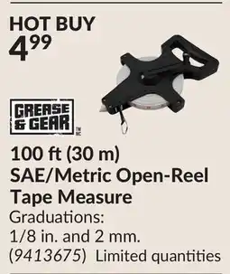 Princess Auto 100 ft(30 m) SAE/Metric Open-Reel Tape Measure offer