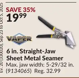 Princess Auto 6 in. Straight-Jaw Sheet Metal Seamer offer