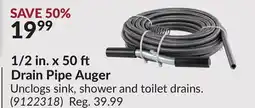 Princess Auto 1/2 in. x 50 ft Drain Pipe Auger offer