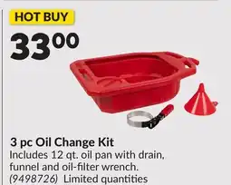 Princess Auto 3 pc Oil Change Kit offer