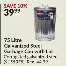 Princess Auto 75 Litre Galvanized Steel Garbage Can with Lid offer