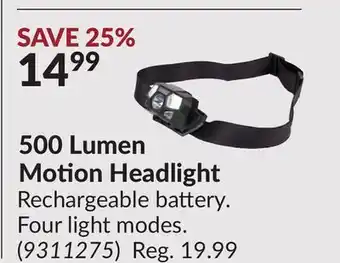 Princess Auto 500 Lumen Motion Headlight offer