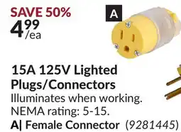 Princess Auto Female Connector 15A 125V Lighted Plugs/Connectors offer