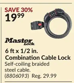 Princess Auto Master lock 6 ftx 1/2 in. Combination Cable Lock offer