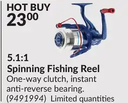Princess Auto 5.1:1 Spinning Fishing Reel offer