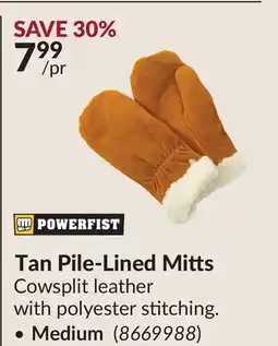 Princess Auto Medium Tan Pile-Lined Mitts Medium offer