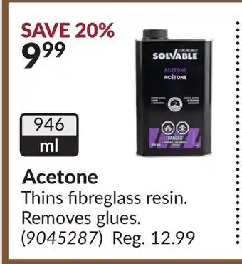 Princess Auto Acetone offer
