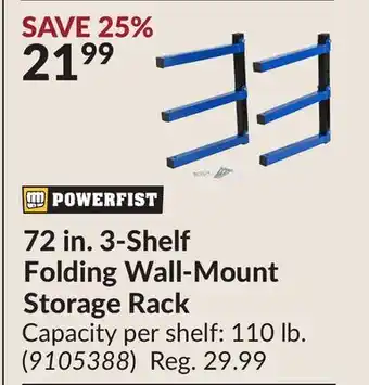 Princess Auto 72 in. 3-Shelf Folding Wall-Mount Storage Rack offer