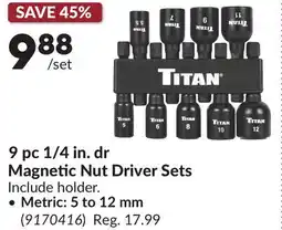 Princess Auto 9 pc 1/4 in. dr Magnetic Nut Driver Sets offer