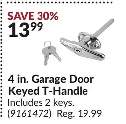 Princess Auto 4 in. Garage Door Keyed T-Handle offer