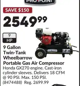 Princess Auto 9 Gallon Twin-Tank Wheelbarrow Portable Gas Air Compressor offer