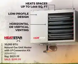 Princess Auto 50,000 BTU Natural Gas Unit Heater with LP Conversion Kit offer