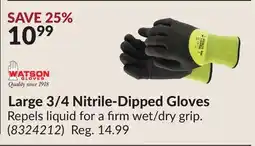 Princess Auto Large 3/4 Nitrile-Dipped Gloves offer