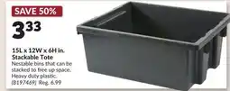 Princess Auto 15L x 12W x 6H in. Stackable Tote offer