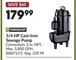 Princess Auto 3/4 HP Cast-Iron Sewage Pump offer