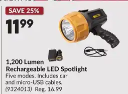 Princess Auto 1,200 Lumen Rechargeable LED Spotlight offer