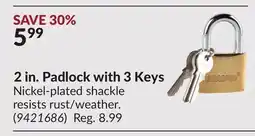 Princess Auto 2 in. Padlock with 3 Keys offer
