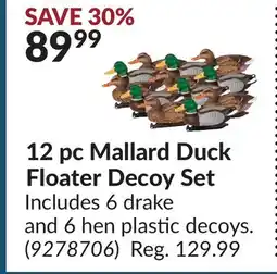 Princess Auto 12 pc Mallard Duck Floater Decoy Set offer
