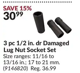 Princess Auto 3 pc 1/2 in. dr Damaged Lug Nut Socket Set offer