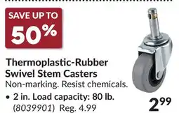 Princess Auto Thermoplastic-Rubber Swivel Stem Casters • 2 in. Load capacity: 80 lb offer