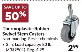 Princess Auto Thermoplastic-Rubber Swivel Stem Casters • 2 in. Load capacity: 80 lb offer