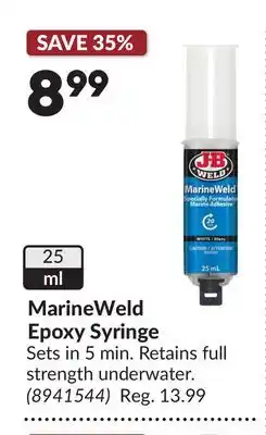 Princess Auto MarineWeld Epoxy Syringe offer