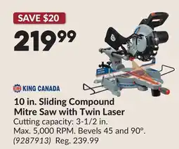 Princess Auto 10 in. Sliding Compound Mitre Saw with Twin Laser offer