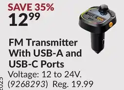 Princess Auto FM Transmitter With USB-A and USB-C Ports offer