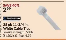 Princess Auto 25 pk 11-3/4 in. White Cable Ties offer