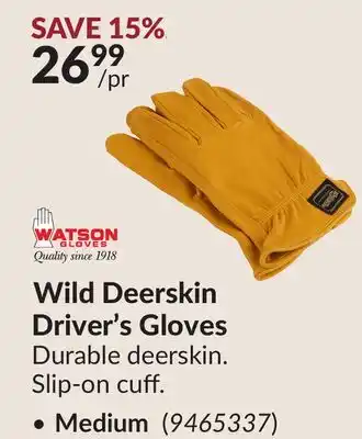 Princess Auto Wild Deerskin Driver's Gloves offer