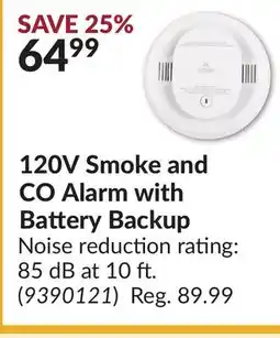 Princess Auto 120V Smoke and CO Alarm with Battery Backup offer