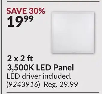 Princess Auto 2 x 2 3,500K LED Panel offer