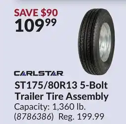 Princess Auto ST175/80R13 5-Bolt Trailer Tire Assembly offer