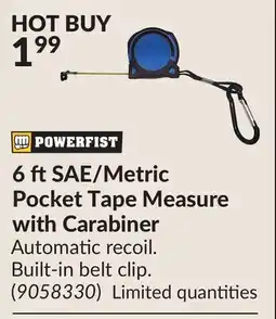 Princess Auto 6 ftSAE/Metric Pocket Tape Measure with Carabiner offer