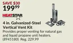 Princess Auto HEATSTAR 4 in. Galvanized-Steel Vertical Vent Kit offer