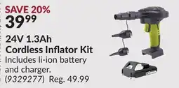 Princess Auto 24V 1.3Ah Cordless Inflator Kit offer