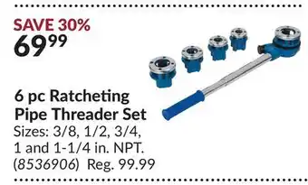 Princess Auto 6 pc Ratcheting Pipe Threader Set offer