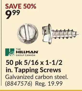 Princess Auto 50 pk 5/16 x 1-1/2 in. Tapping Screws offer