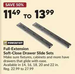 Princess Auto Full-Extension Soft-Close Drawer Slide Sets offer