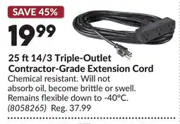 Princess Auto 25 ft14/3 Triple-Outlet Contractor-Grade Extension Cord offer