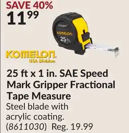 Princess Auto 25 ftx 1 in. SAE Speed Mark Gripper Fractional Tape Measure offer