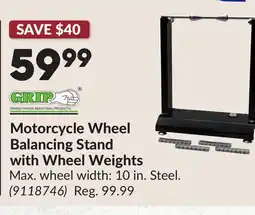 Princess Auto Motorcycle Wheel Balancing Stand with Wheel Weights offer