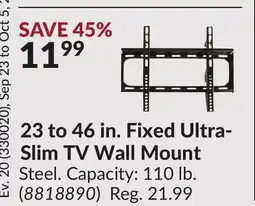 Princess Auto 23 to 46 in. Fixed Ultra- Slim TV Wall Mount offer