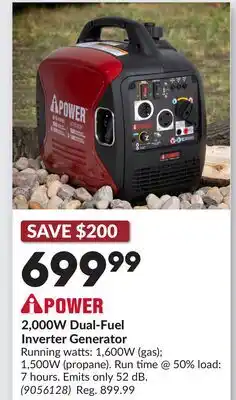 Princess Auto 2,000W Dual-Fuel Inverter Generator offer