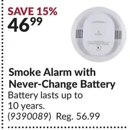 Princess Auto Smoke Alarm with Never-Change Battery offer