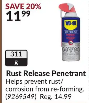 Princess Auto Rust Release Penetrant offer