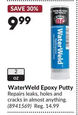 Princess Auto WaterWeld Epoxy Putty offer