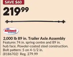 Princess Auto 2,000 lb 89 in. Trailer Axle Assembly offer